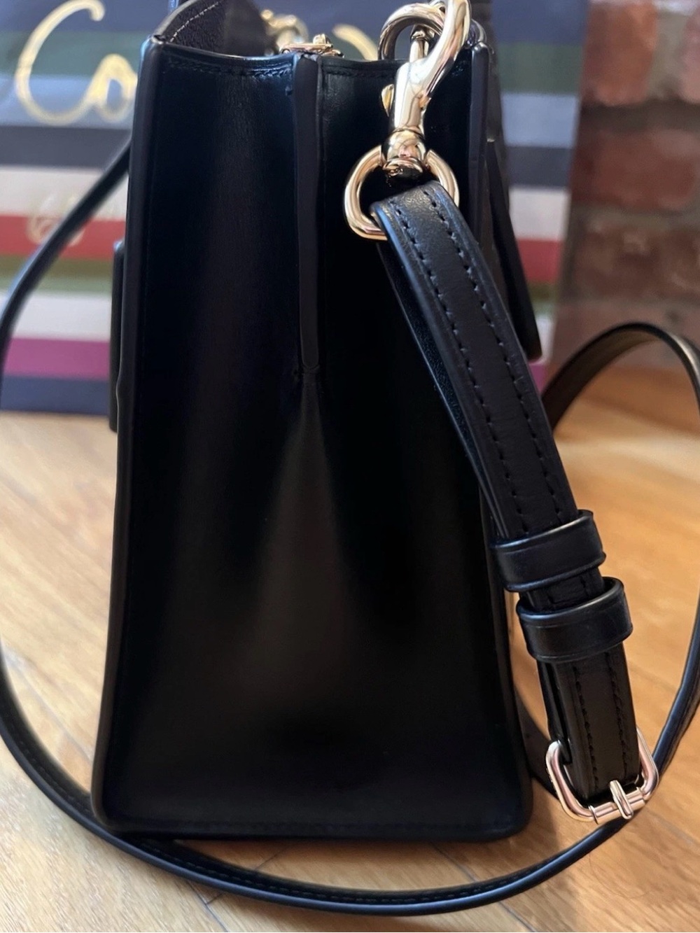 Coach Charlie Carryall 28 Signature Embossed Black Leather Handbag/Crossbody - Picture 5 of 14